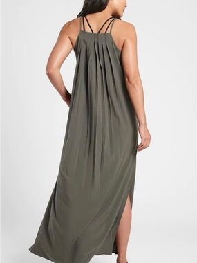 Hayes Athleta Olive Pleated-Back Maxi Dress SP